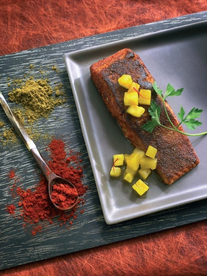 Spiced salmon with pineapple salsa