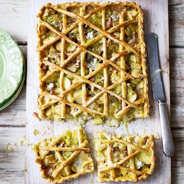 Leek, potato and gorgonzola tart