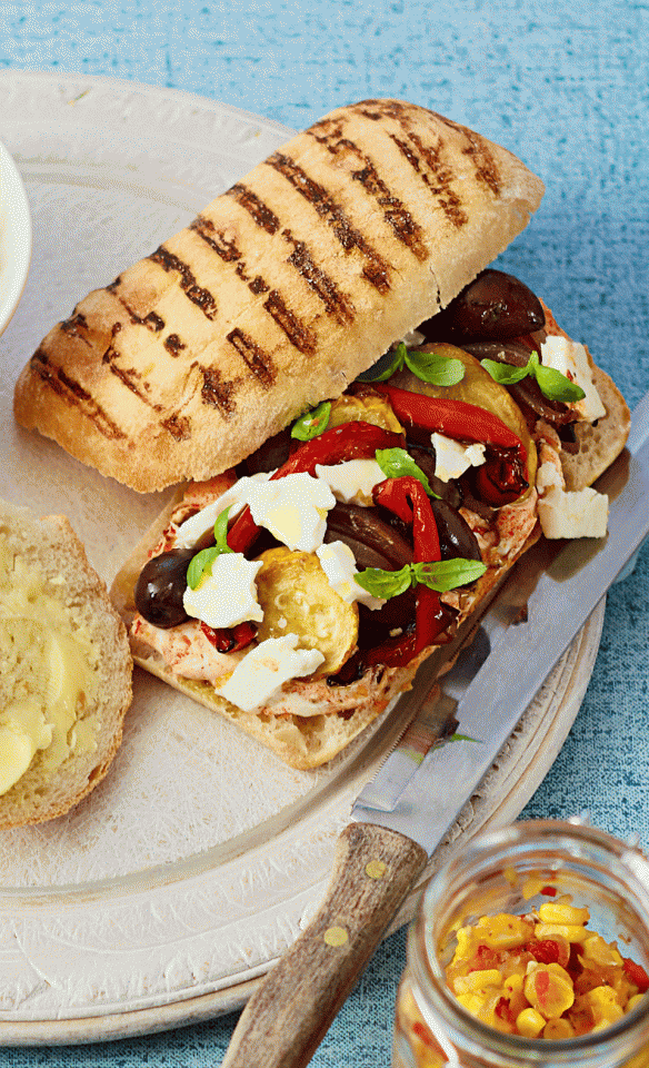 Feta and Mediterranean veg roll