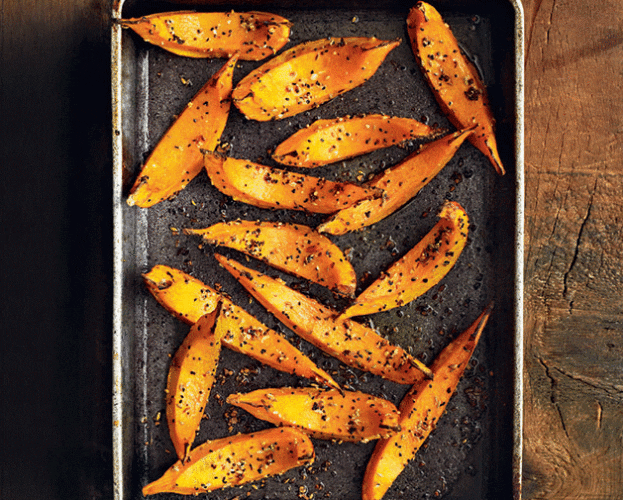 Baked squash with maple syrup