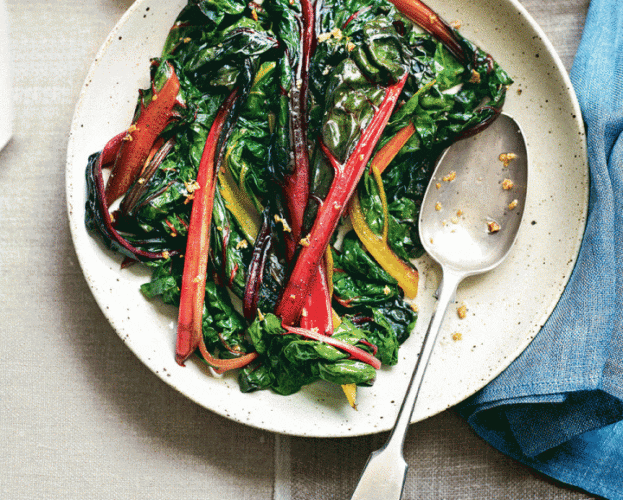 Wilted chard with butter and garlic