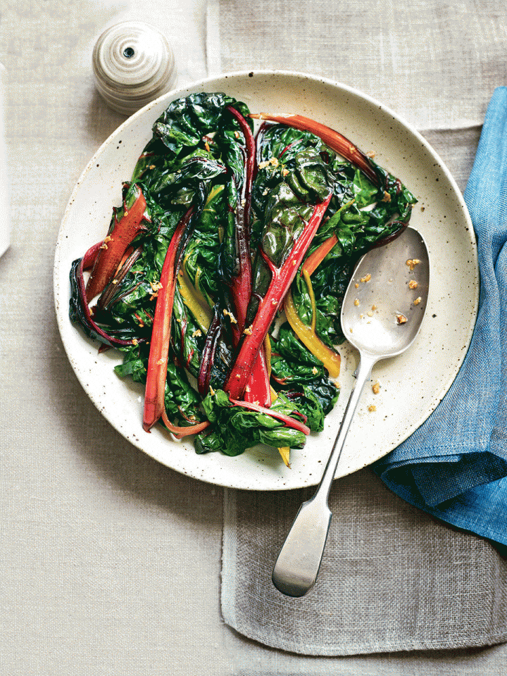 Wilted chard with butter and garlic