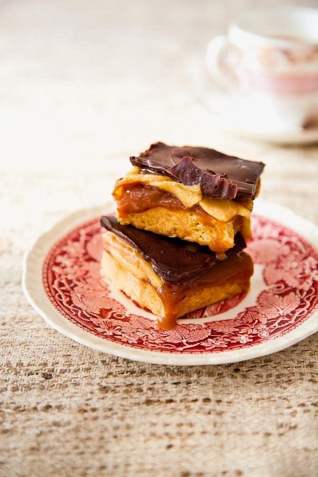 Toffee apple millionaire’s shortbread