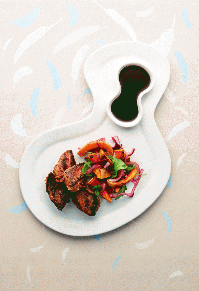 Spiced pigeon breast with roast butternut salad