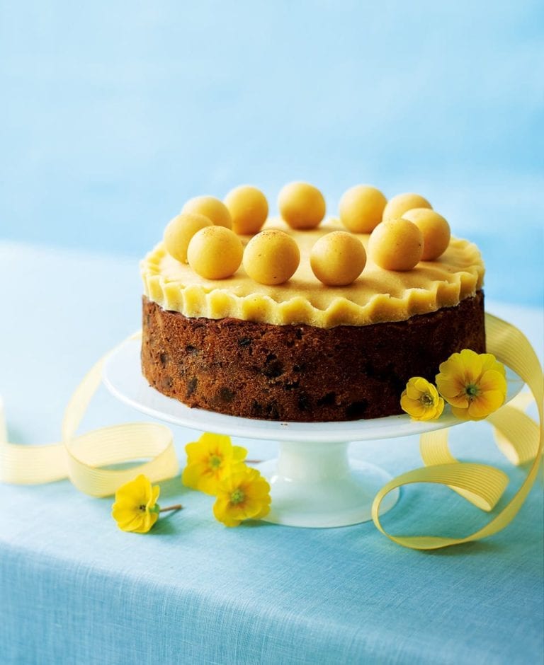 Pear and apricot simnel cake