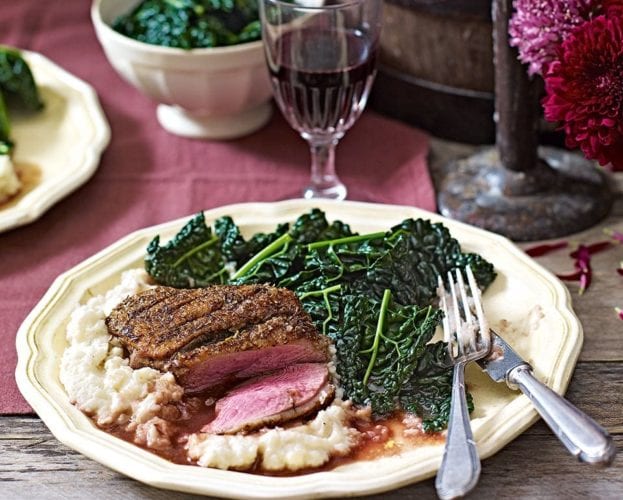 Duck breasts with port sauce and celeriac purée