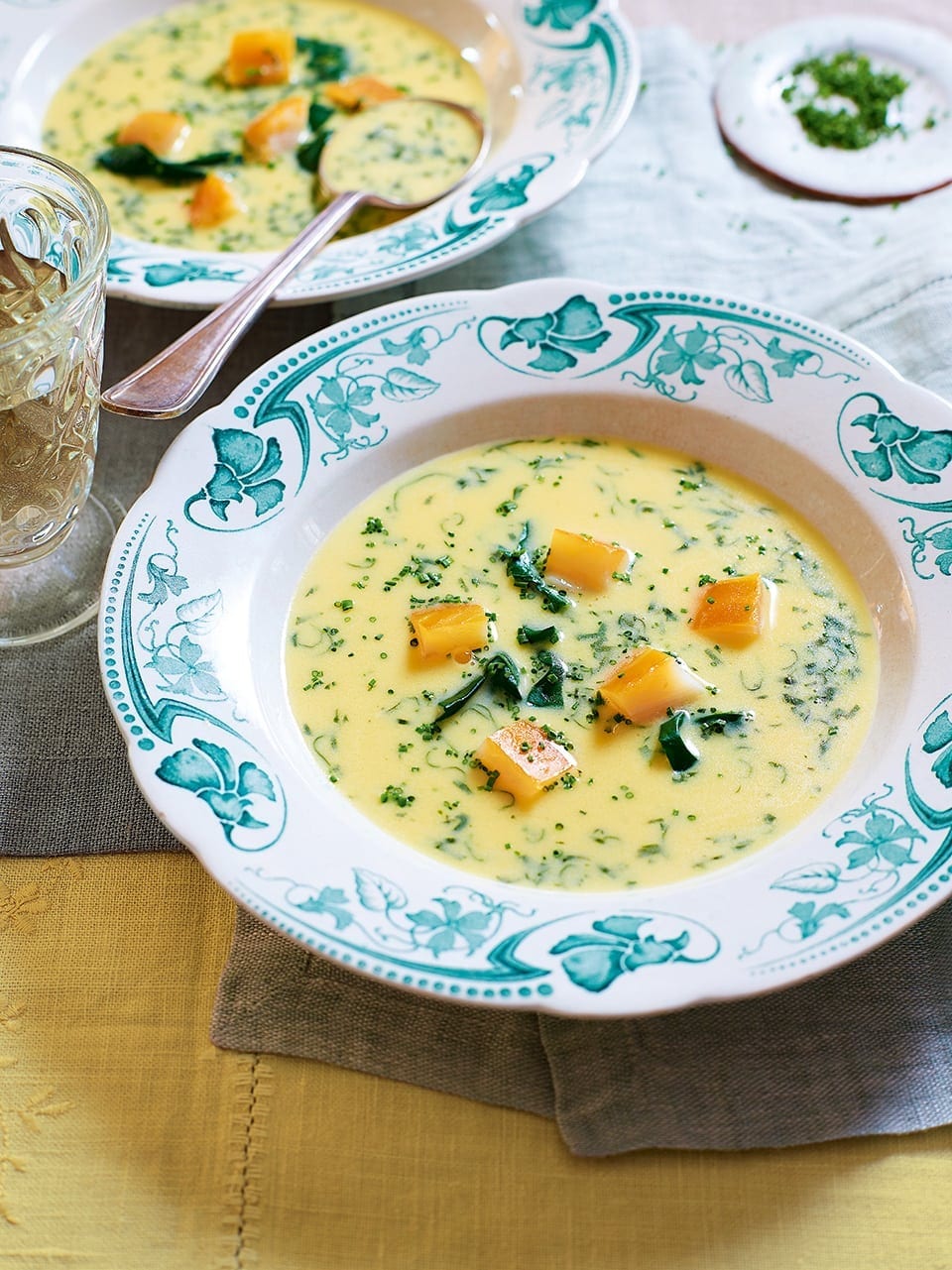 Smoked haddock soup with fresh herbs and spinach recipe delicious