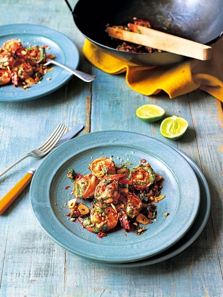 Prawns with tamarind, chilli and peanuts