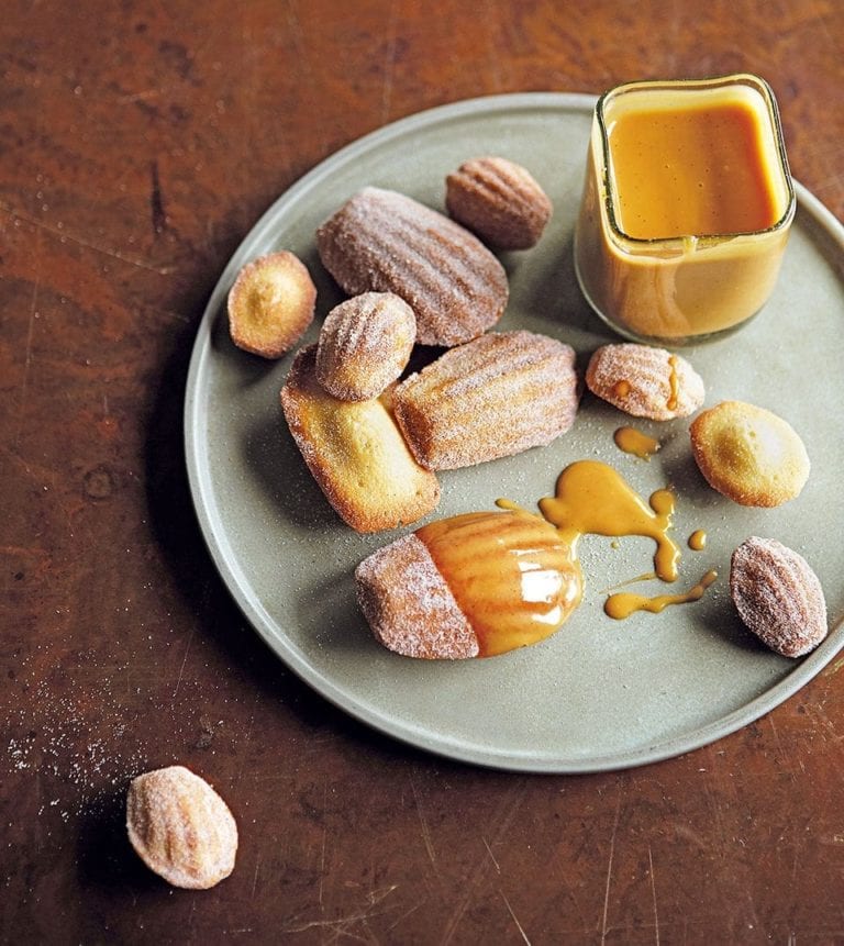 James Martin’s cinnamon madeleines with spiced caramel sauce