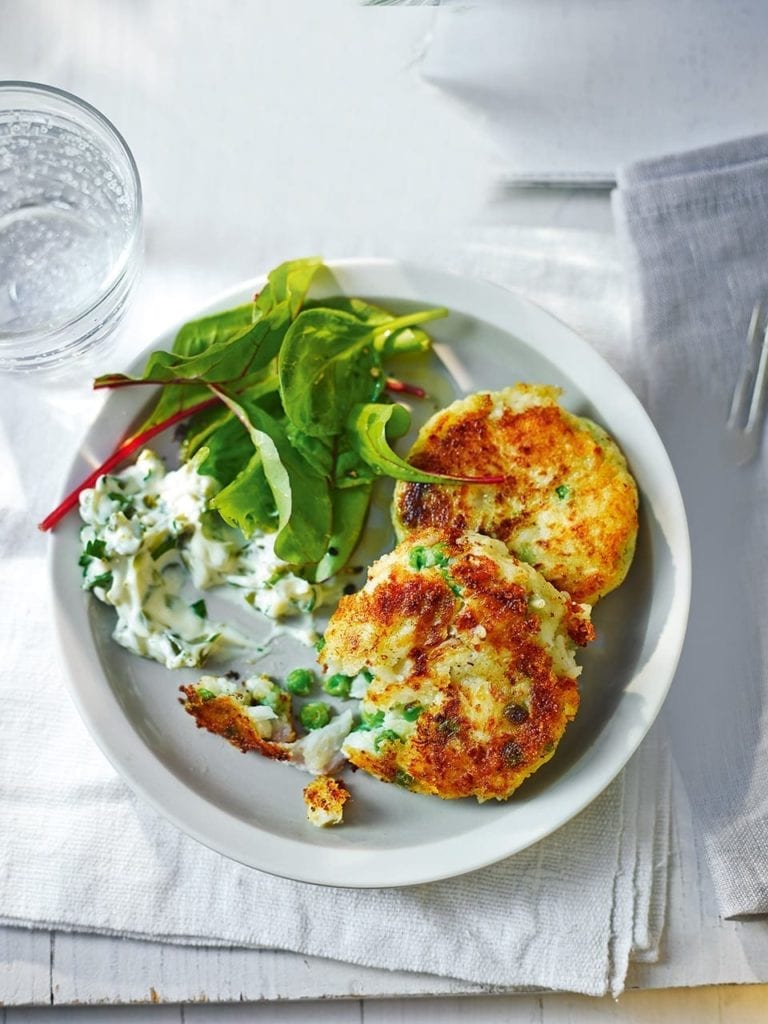 Potato and pea fishcakes