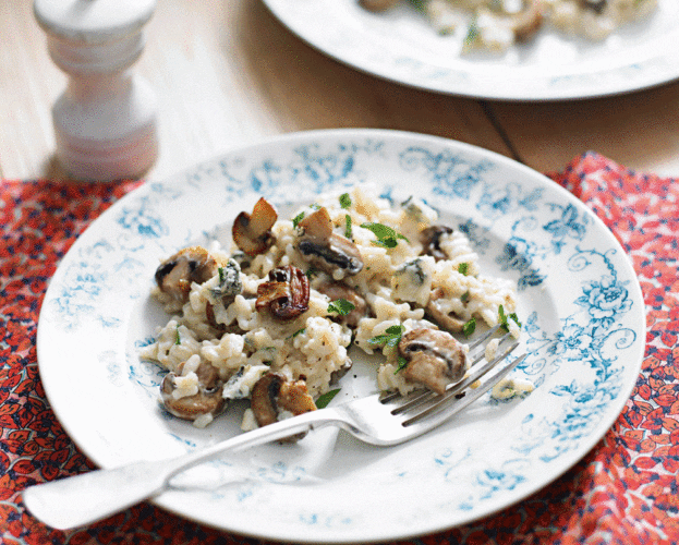 Creamy leek and blue cheese risotto