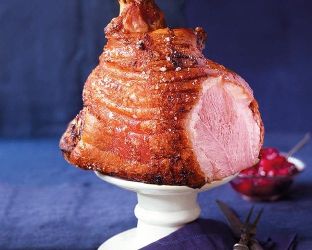 Tamarind and pomegranate caramel-glazed ham