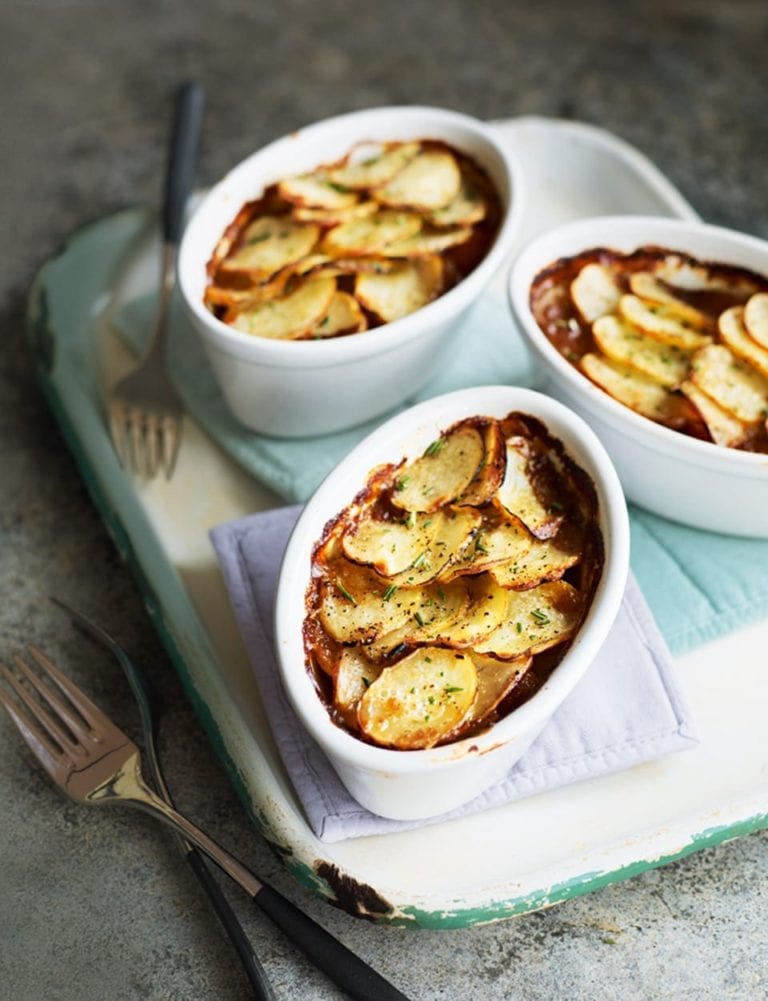 Individual potato and lamb pies