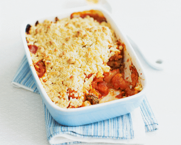 Vegetable and butter bean crumble