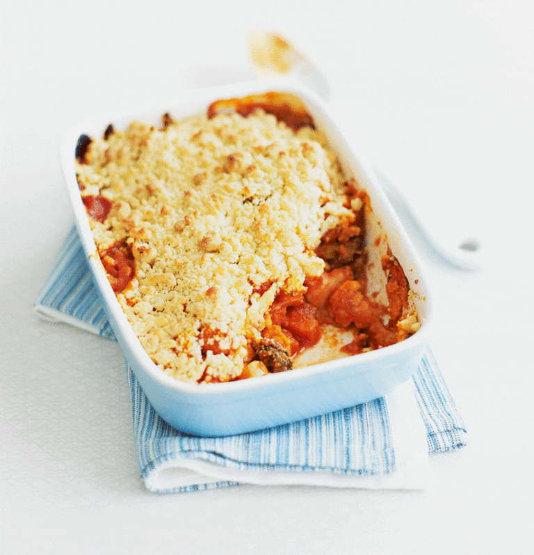 Vegetable and butter bean crumble