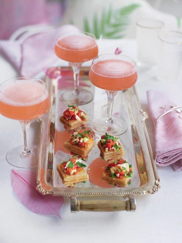 Champagne rhubarb cocktail