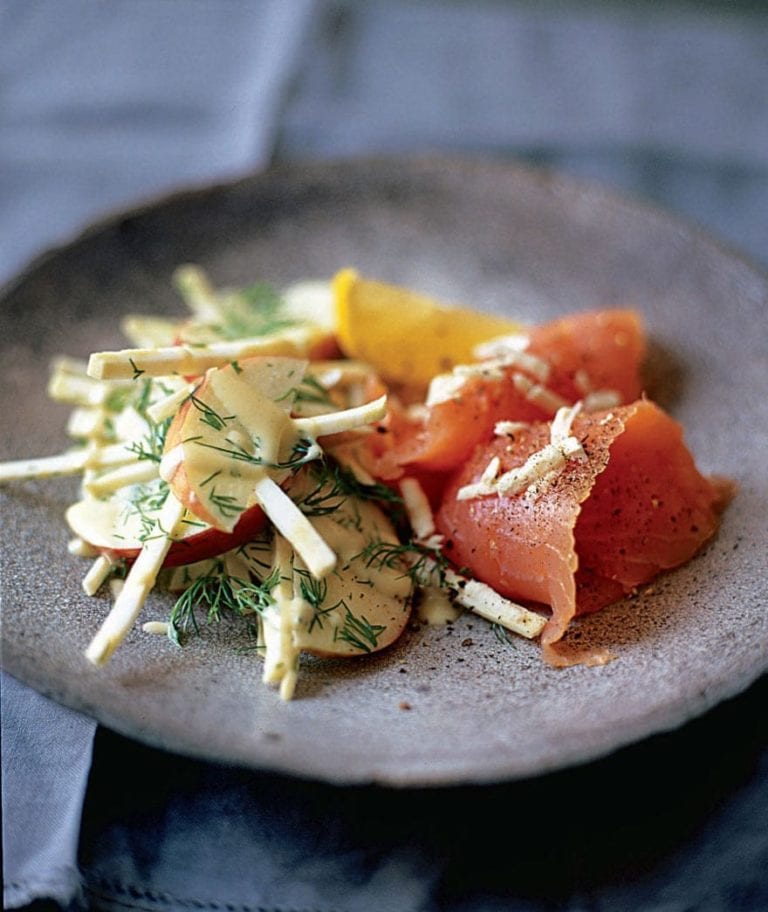 Celeriac remoulade with smoked fish