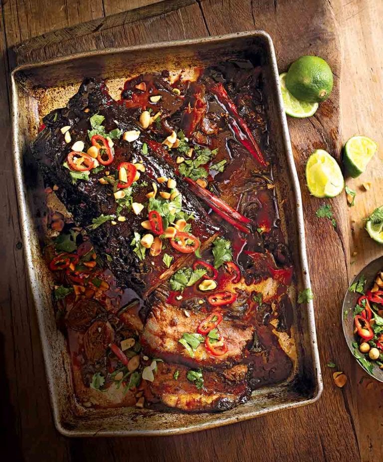 Spiced brisket with chilli, lime, peanut and coriander