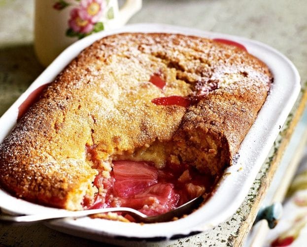 Rhubarb and vanilla sponge pudding