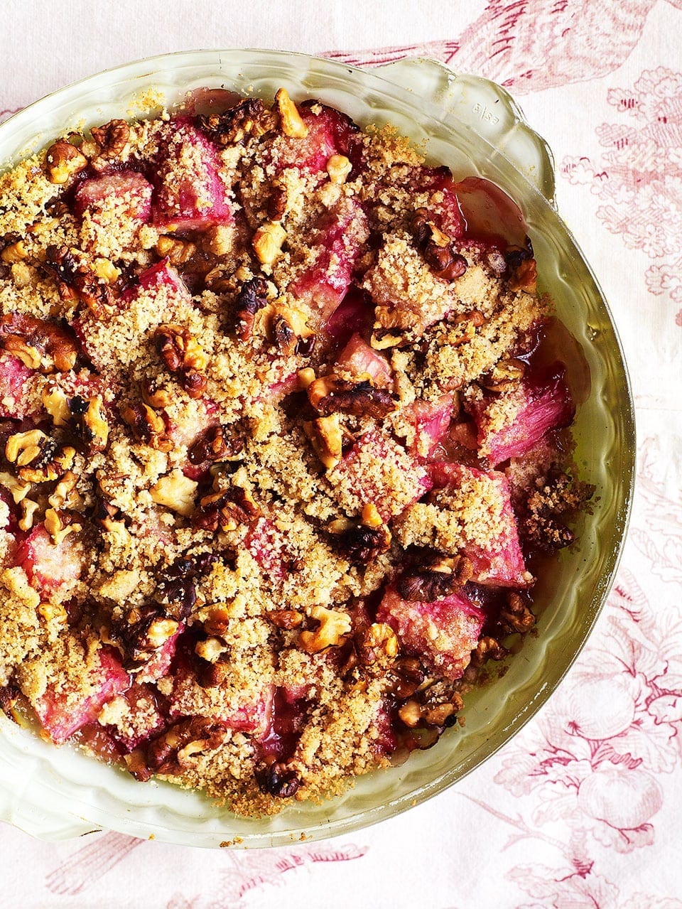 image of Rhubarb and Walnut Crumble recipe by Delicious Magazine