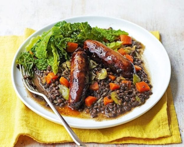 sausages with puy lentils