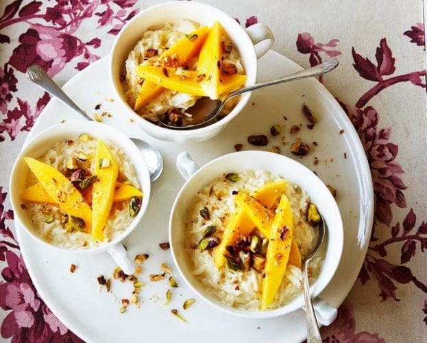 Aam firni (Bangladeshi mango and ground rice pudding)