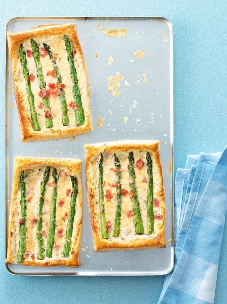 Cheat’s asparagus, ham and cheese tart