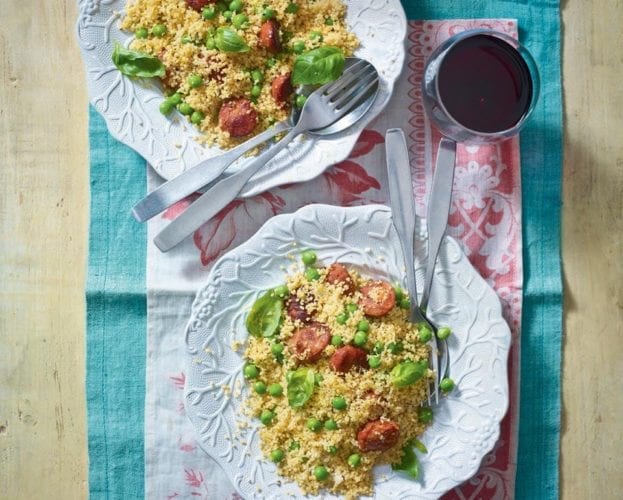 Chorizo, pea and lemon couscous