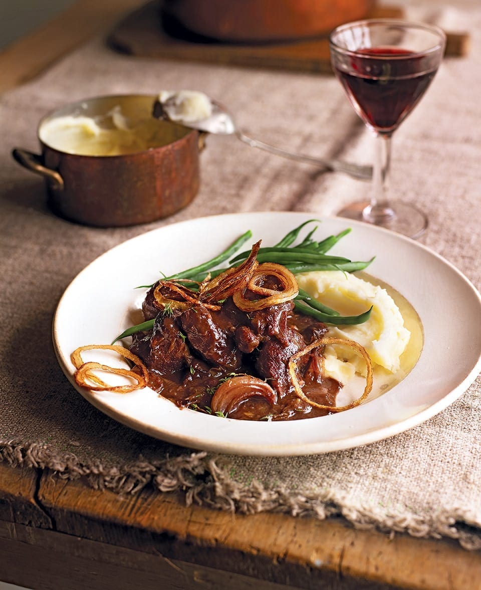 Braised venison with prunes, port and crispy onions recipe delicious. magazine
