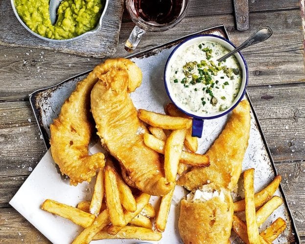 Beer-battered fish and triple-cooked chips