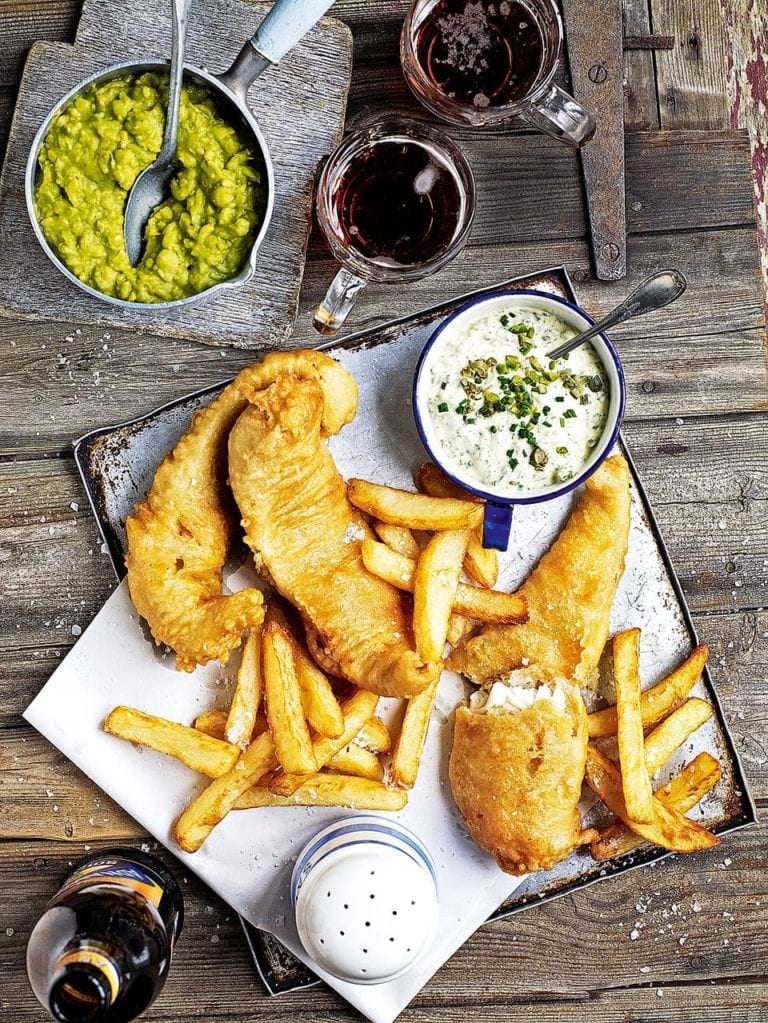 Beer-battered fish and triple-cooked chips