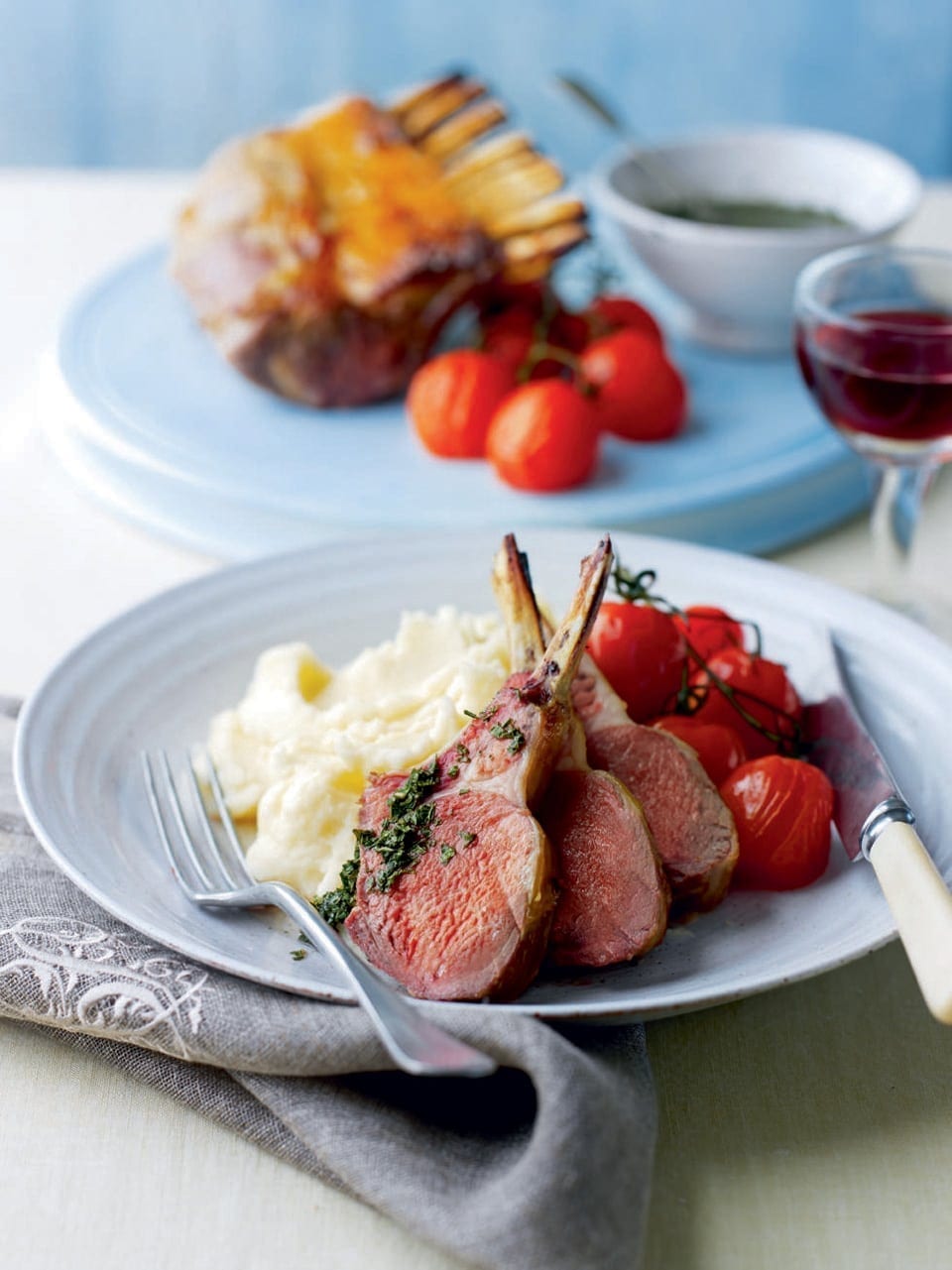 Lamb with mint sauce and tomatoes recipe delicious. magazine