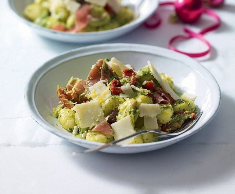 Pesto, parmesan and Parma ham gnocchi