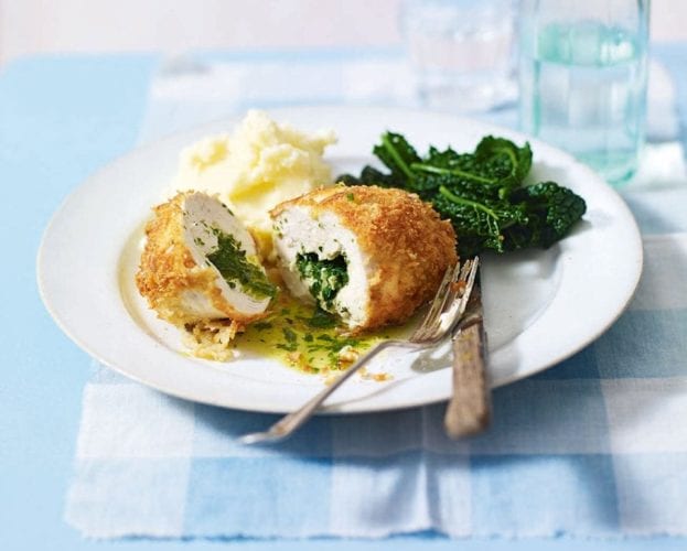 Chicken kiev on a white plate