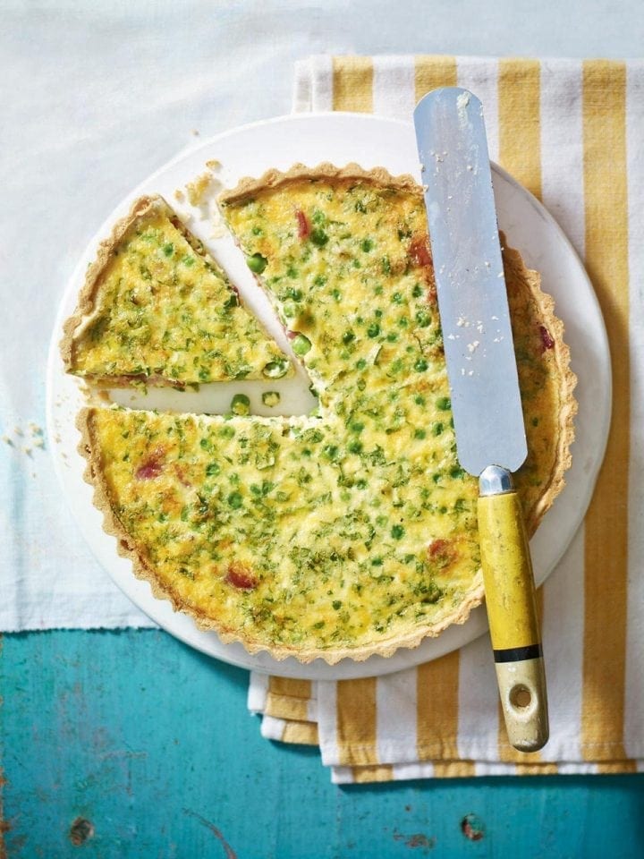 Bacon and pea quiche