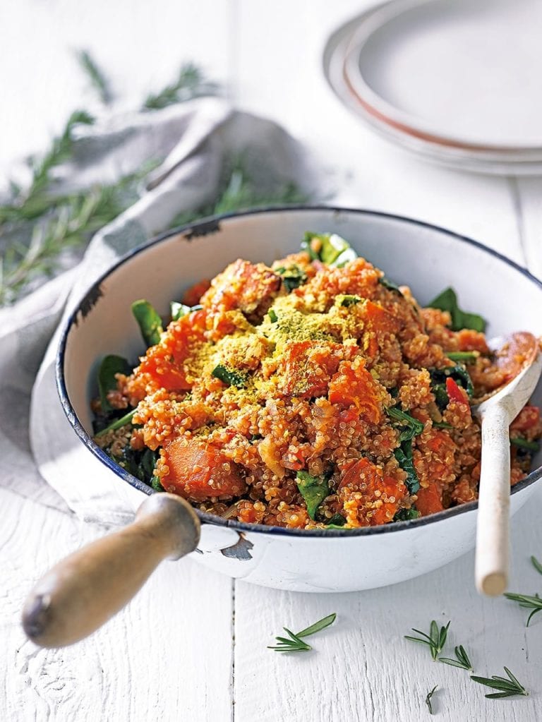 Quinoa risotto with pumpkin and spinach