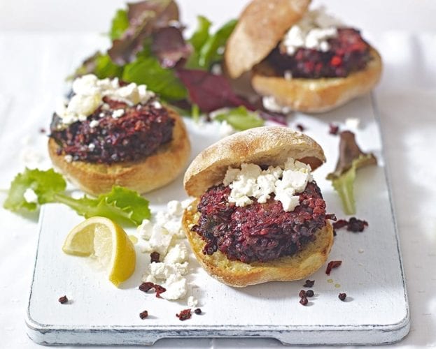 Beetroot and lentil burgers