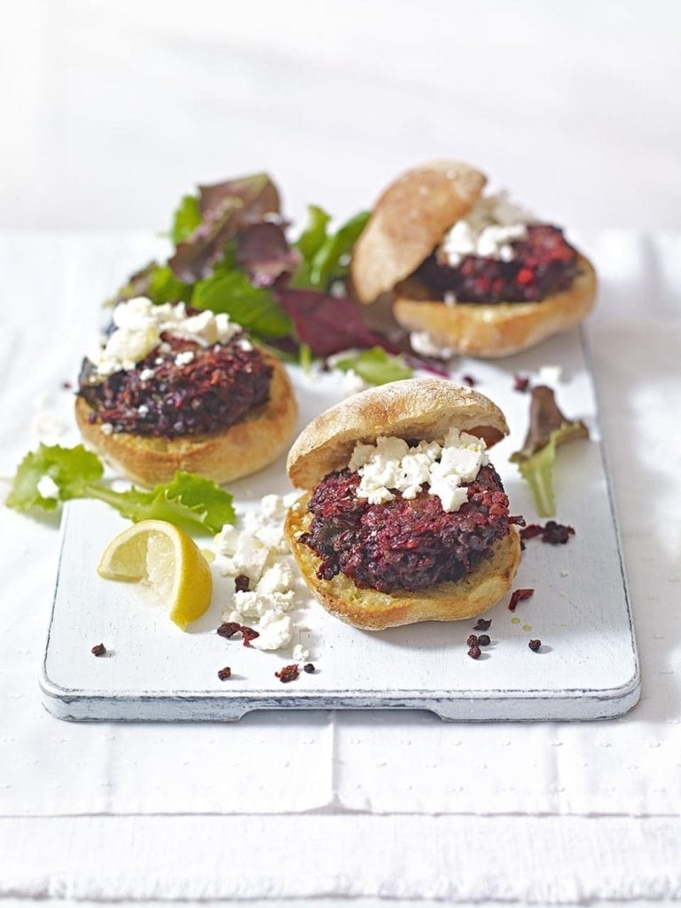 Beetroot and lentil burgers