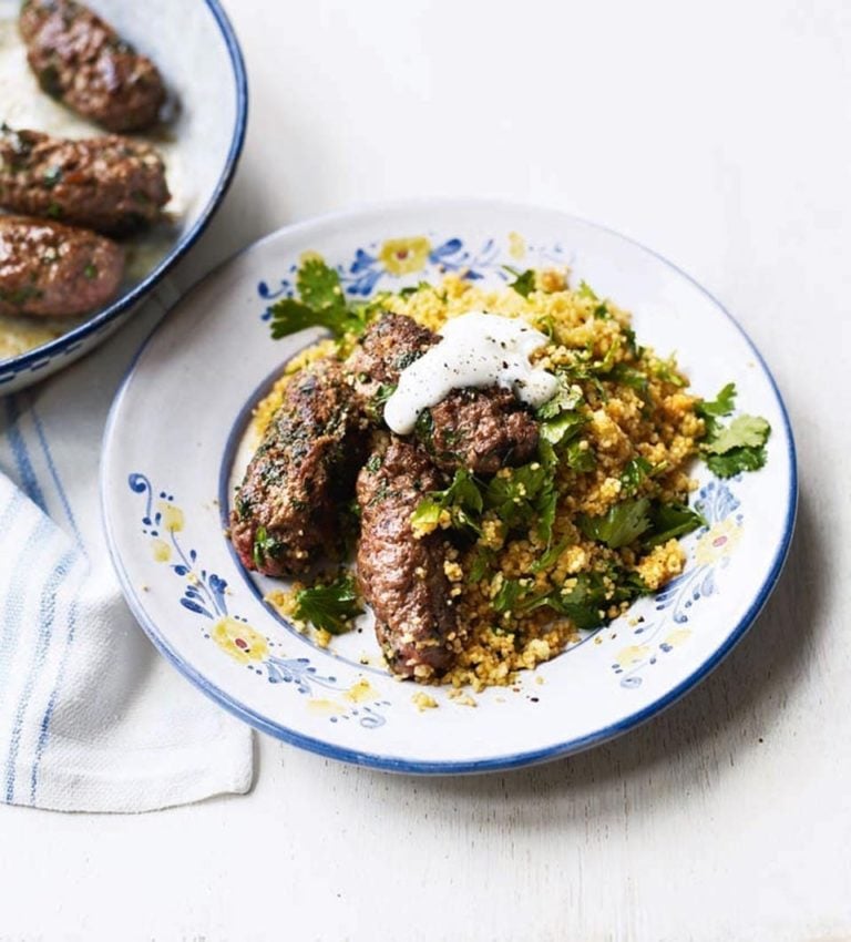 Beef koftas with herb couscous