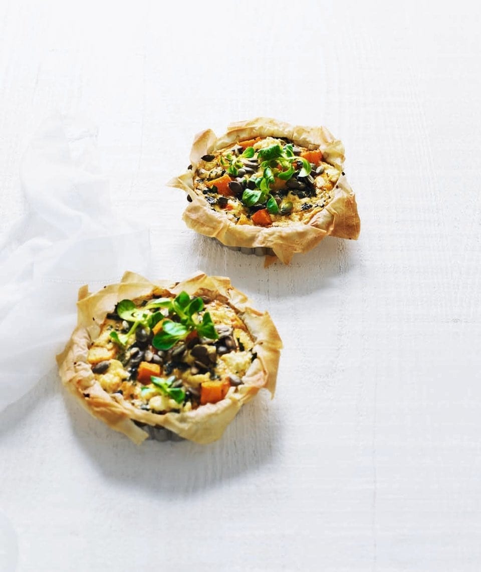 Pumpkin, kale and feta filo pies recipe | delicious. magazine