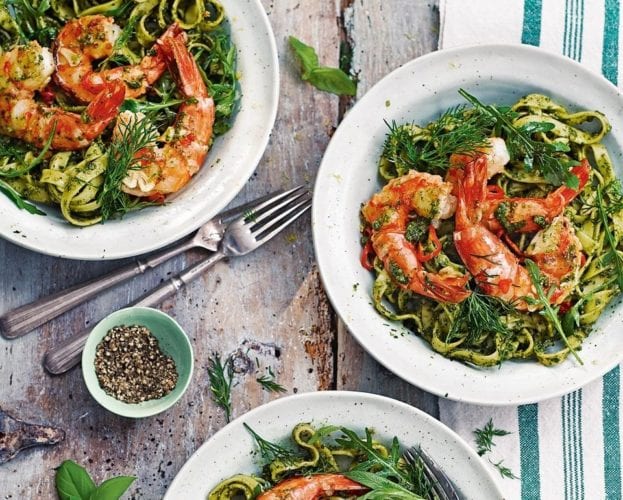 Lobster spaghetti with tomato ginger and basil