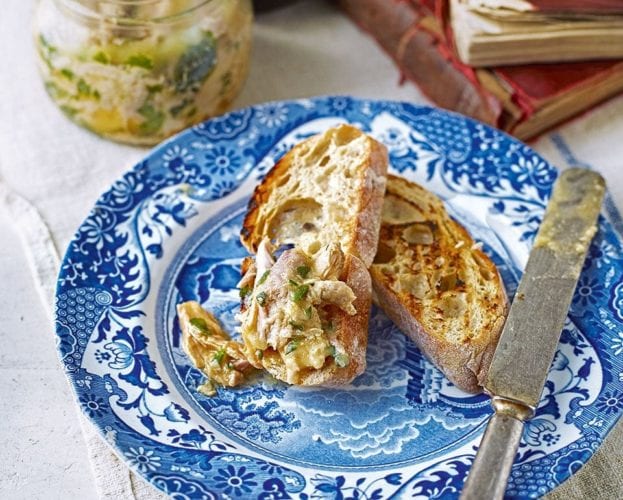 Potted pork rillettes with gooseberries and tarragon