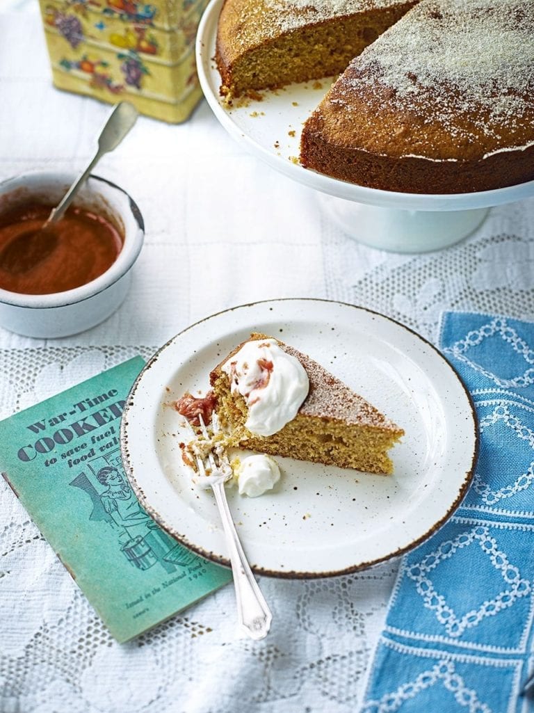 Spiced lemon olive oil cake with date syrup