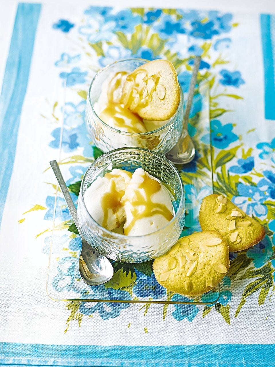 Grape sorbet with tuiles and salted caramel sauce recipe | delicious. magazine