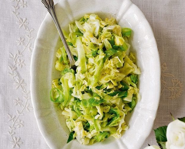 Baby savoy cabbage with pancetta and star anise