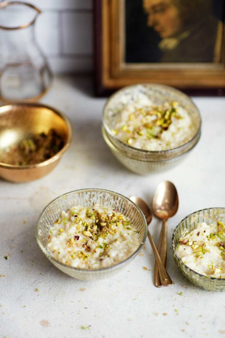 Cardamom, coconut and lime rice pudding