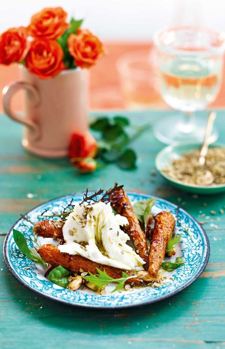 Balsamic roasted carrots and buffalo mozzarella