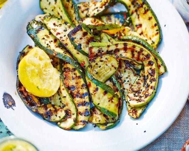 Spiced courgettes on a plate - by chef Vivek Singh