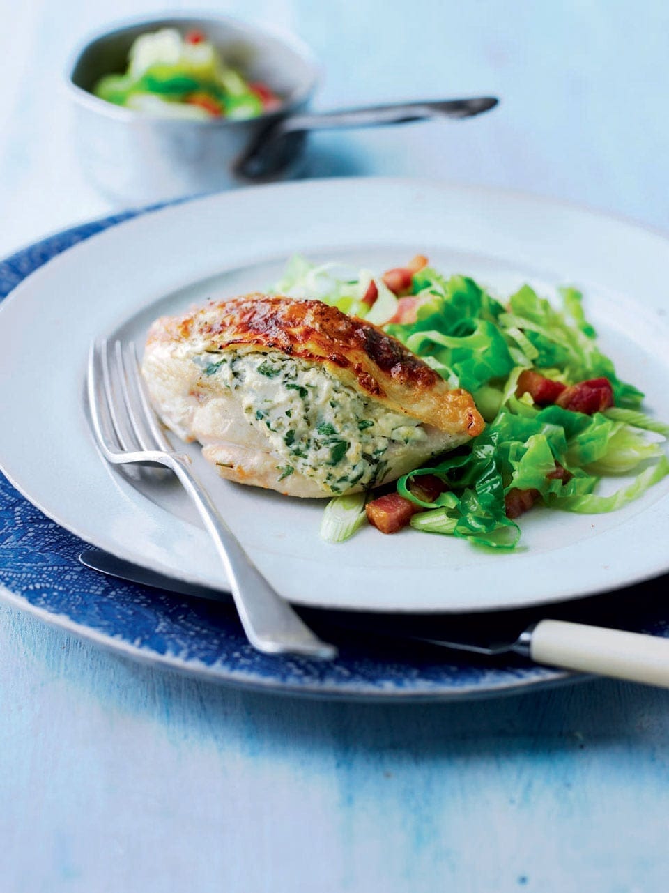 Stuffed chicken with cabbage and bacon recipe | delicious. magazine