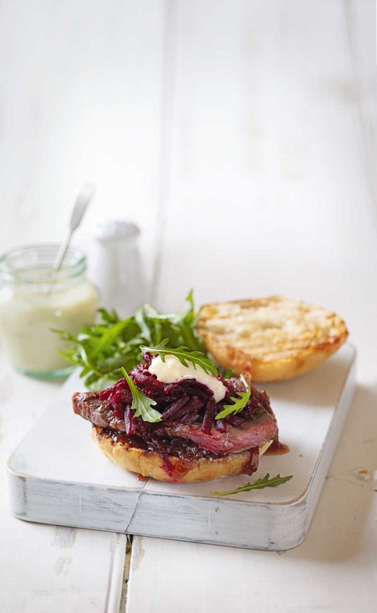 Steak sandwich with garlic mayo